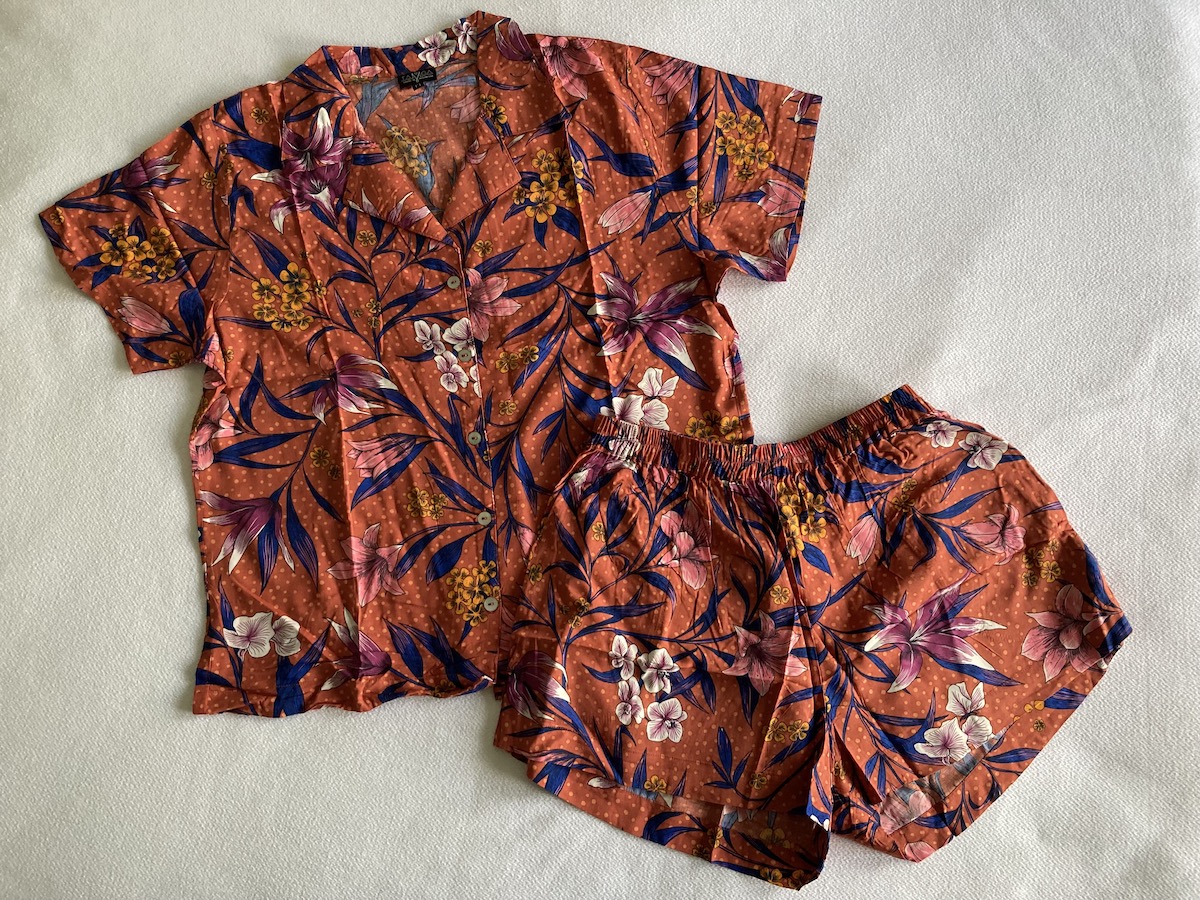 Tamga Designs shirt and shorts lounge set in a red floral print